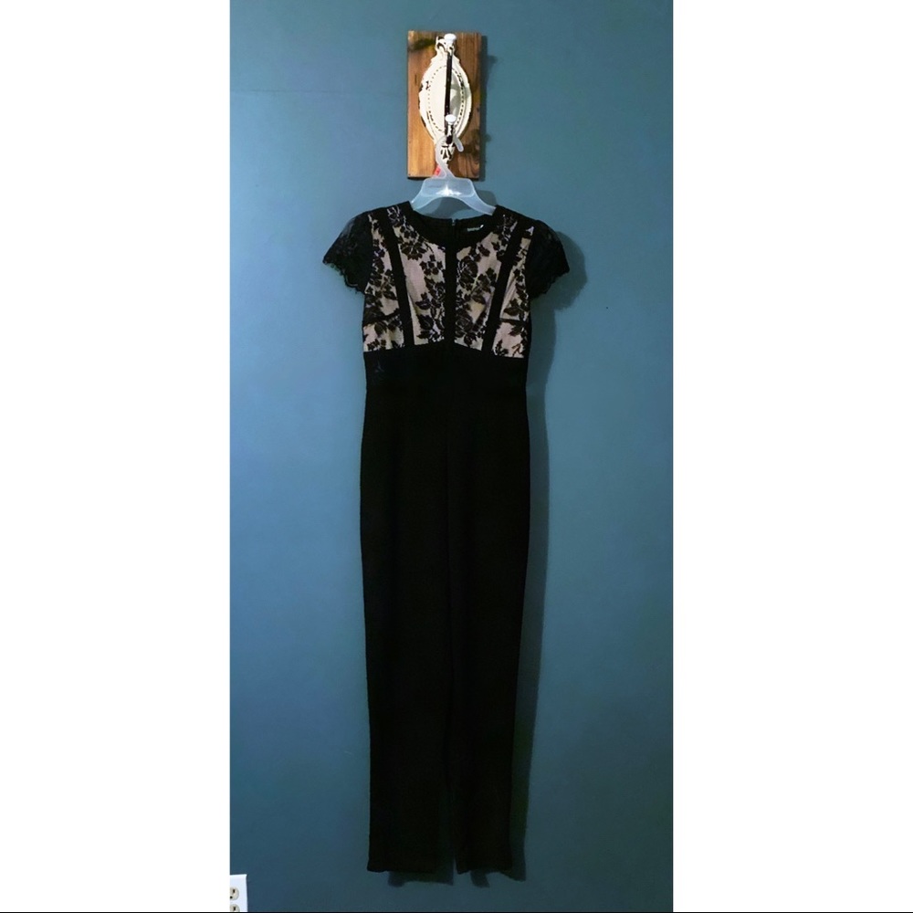 Black BooHoo lace jumpsuit